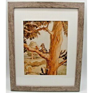 Framed Pooh Print Photo Dated Piglet Winnie the Pooh Tigger Matte Gray Kids Deco